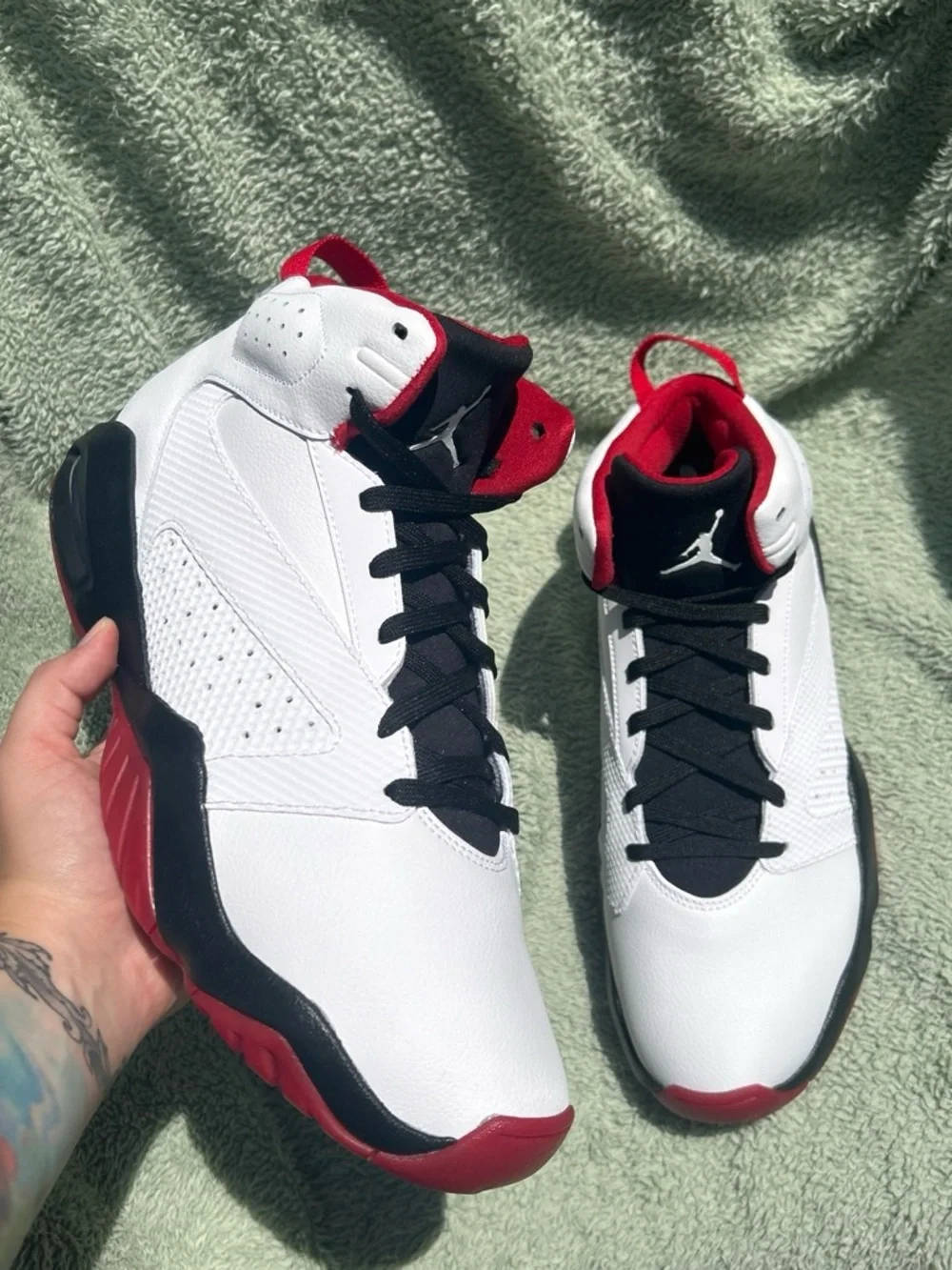 Jordan Men’s Basketball Shoes - White/Black/Red